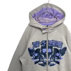 【レアデザイン‼️】adidas フルジップパーカー ベージュ M相当 スカル古着