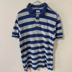 大人気⭐️TOMMY トミー ボーダー ポロシャツ M 古着 ブルー グレーのサムネイル