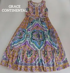 GRACE CONTINENTAL パネルプリントティアードワンピース