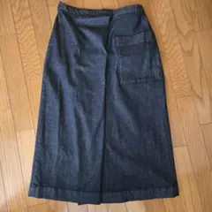 無印良品　巻きスカート風デニムロングスカート XLサイズ ポケット付き