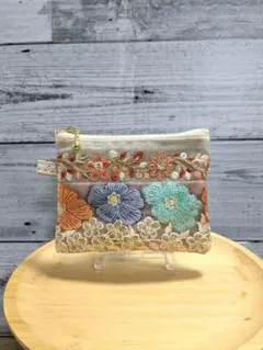 インド刺繍リボンミニポーチ