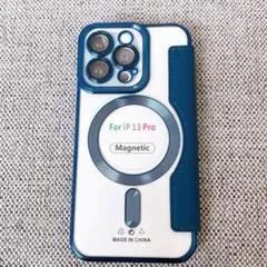 iPhone13Pro 手帳型ケース 青 MagSafe風 限定価格