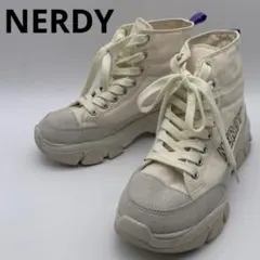 NERDY ノルディ スニーカー ハイカット 厚底 25cm ホワイト 乳白色のサムネイル