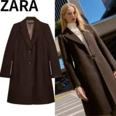 ZARA 新品　ソフトショルダーパッドコート　ブラウン　Mのサムネイル