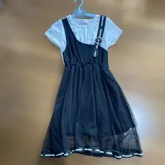 ANAP GIRL 半袖ワンピース XS 黒/白