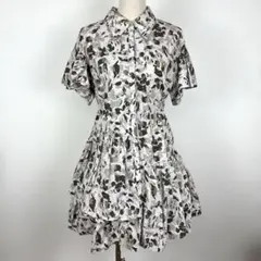 【美品】riendaリエンダ ティアードシャツワンピース 幾何学柄 半袖 Ｍ