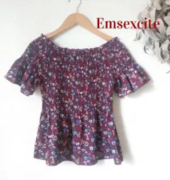 Emsexcite エムズエキサイト 花柄 シャツ トップス ワインレッド М