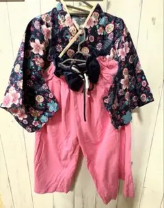 袴　女の子　花柄着物 110サイズ