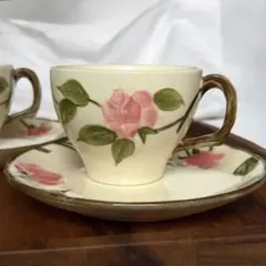 Seven China ハンドpaintバラの陶器カップ・ソーサー2客セット