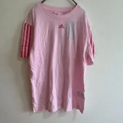 【タグ付】adidas アディダス　半袖Tシャツ　ロゴTシャツ　ピンク　M
