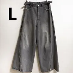 GRANCY ジップデザイン バギーデニム パンツ