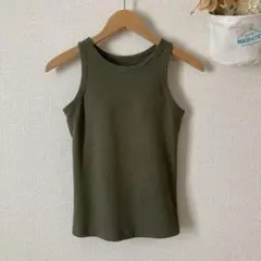 TOPVALU タンクトップ　ブラトップ　カーキ　S