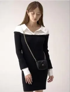 SNIDEL タグ付き ドッキングニットワンピース ブラック F