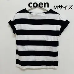 coen 幅広ボーダー柄フレンチ袖TシャツMサイズのサムネイル