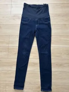 マタニティ ハイウエストパンツ ダークブルー