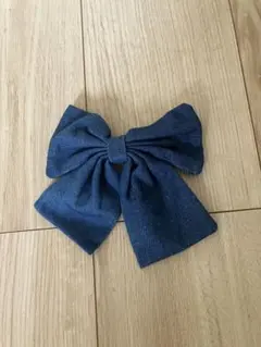 デニム調リボンヘアクリップ