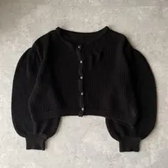 ボレロ ニットカーディガン 短丈 立体編み バルーンスリーブ フェアリーグランジ