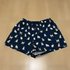 ユニクロ 猫柄 ショートパンツ ネイビー