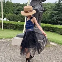 韓国子供服♡デニムキャミソール♡チュールスカート