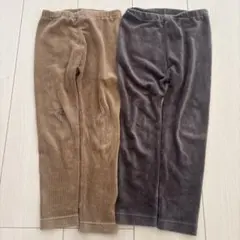 UNIQLO コーデュロイ レギンス 2枚セット ブラウン グレー 100