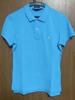 ラルフローレン　水色 半袖 ポロシャツ 刺繍ロゴ　M