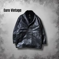 90s イタリア製 ヴィンテージレザージャケット 裏ボア 古着 ギャングコート