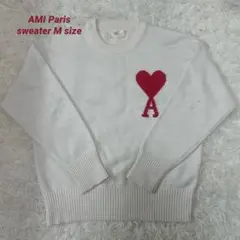 Ami paris アミパリス 白の赤ハートニット セーター