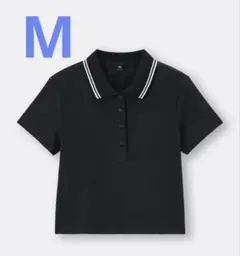 【完売品】GU ラインポロシャツ Mサイズ　ブラック