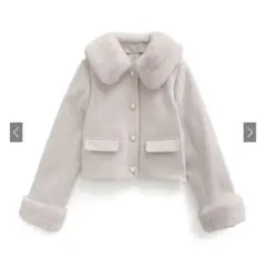 GRL ビジューボタンファーショート丈コート[アイボリー]