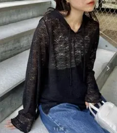 チャオパニックティピーフード付きレース長袖Tシアーレイヤードのサムネイル