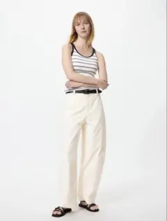 UNIQLO ジャージーバレルレッグパンツ ホワイト M