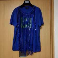 EMPORIO ARMANIスパンコール付き青色半袖Tシャツのサムネイル