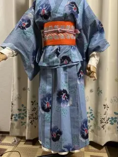 ぱぱっと着れる二部式浴衣　和洋折衷もお気軽に　お花と縞模様