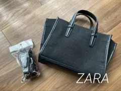 【ZARA】トート&ショルダーバッグ ブラック