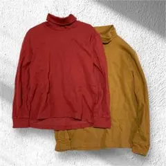 【ユニクロ】2枚セット ソフトタッチタートルネックT 綿100％ 着回し M