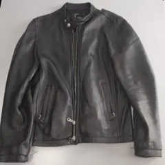 ブラックレザーシングルライダースジャケット