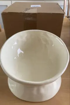 犬猫用　フードボール　食器　斜め　陶器/ベージュ/大きめのサムネイル
