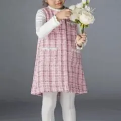 BEBE べべプチポワヴェール カラフルツイードジャンパースカート ピンク