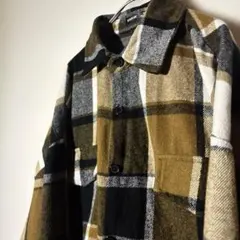 【個性派古着】SHEIN チェック柄ネルシャツ　ブラウン系　美品　ゆったり　L