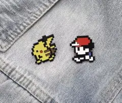 ポケモン ピクセル ピンバッジ 2個セット ドット絵 サトシ ピカチュウ