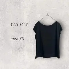美品YULICAユリカ/半袖2wayTシャツ38/黒/ノームコア/No.1588