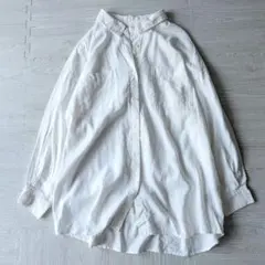 SHIPS　シップス　レーヨンリネンルーズチュニックシャツ　ホワイト麻ゆったりF