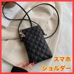 スマホショルダー 黒 薔薇柄 お財布ショルダー スマホポーチ レディース 軽量