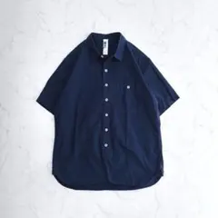MARGARET HOWELL 半袖シャツ M ネイビー レギュラーカラーのサムネイル