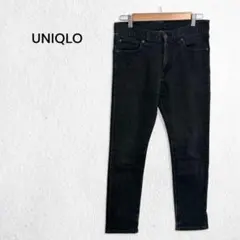 ユニクロUJ スキニーデニム ストレッチ 綿混 ブラック ジーンズ 細身 28