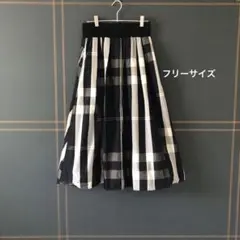 ロングフレアスカート/チェック/フリーサイズ
