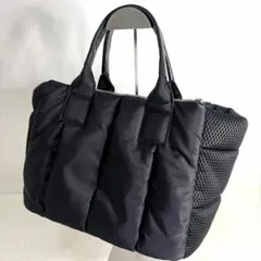 LUPUY クッションデザイン ブラックトートバッグ キルティング　黒