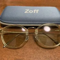 Zoff クリアフレーム ラウンドメガネ ケース付き
