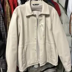 アイボリー レザー ジャケット