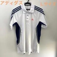 adidas CLIMACOOL ポロシャツ ホワイト/ネイビー Ｌサイズ